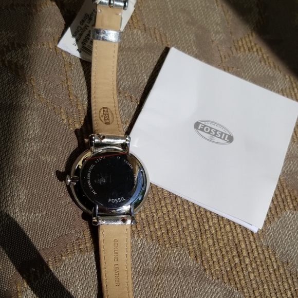 Jacqueline White Dial Silver Leather Strap watch